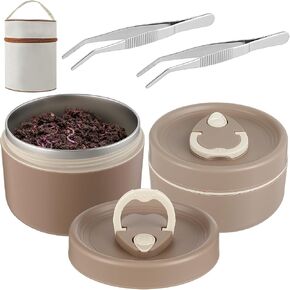 Honeydak 2 Pcs Fishing Bait Container Stainless Steel Insulated Live Bait Storage with 1 Handbag and 2 Tweezers Worm Holder Storage Box for Keeping Fresh and Alive in Saudi Arabia