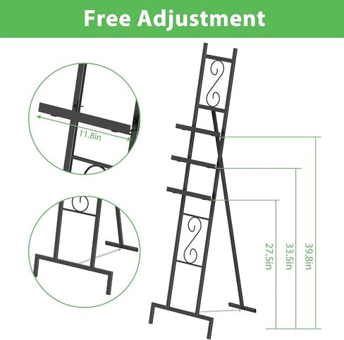 Skcoipsra Golden Easel Stand, 3 Tier Adjustable Larger Wedding Welcome Sign Holder, Art Poster Display Stand Free Standing with Chain, 17x17x58 Inch in Kuwait