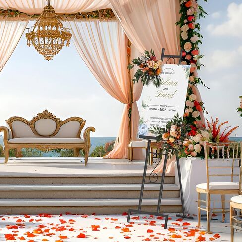 Skcoipsra Golden Easel Stand, 3 Tier Adjustable Larger Wedding Welcome Sign Holder, Art Poster Display Stand Free Standing with Chain, 17x17x58 Inch in Kuwait