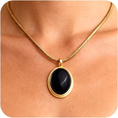 Sonateomber 14k Gold Tigers Eye Stone قلادة قلادة للنساء ، وبيان مكتنزة بيضاوي الأحجار الكريمة قلادة الخريف حفل زفاف حفلة موسيقية الهدية المجوهرات in Saudi Arabia