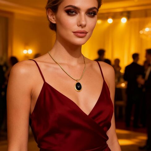 Sonateomber 14k Gold Tigers Eye Stone قلادة قلادة للنساء ، وبيان مكتنزة بيضاوي الأحجار الكريمة قلادة الخريف حفل زفاف حفلة موسيقية الهدية المجوهرات in Saudi Arabia
