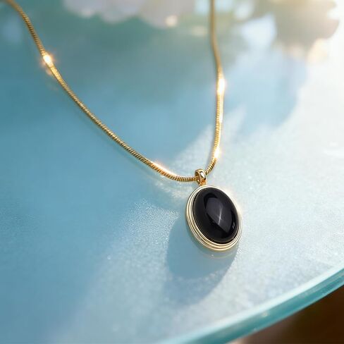 Sonateomber 14k Gold Tigers Eye Stone قلادة قلادة للنساء ، وبيان مكتنزة بيضاوي الأحجار الكريمة قلادة الخريف حفل زفاف حفلة موسيقية الهدية المجوهرات in Saudi Arabia