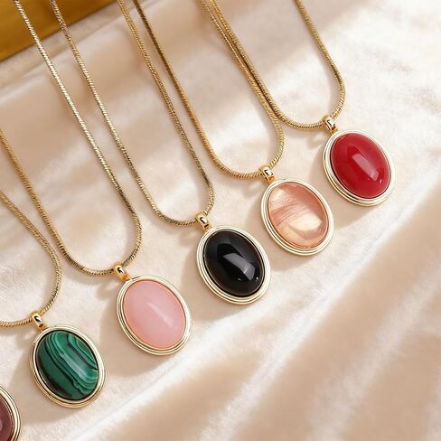 Sonateomber 14k Gold Tigers Eye Stone قلادة قلادة للنساء ، وبيان مكتنزة بيضاوي الأحجار الكريمة قلادة الخريف حفل زفاف حفلة موسيقية الهدية المجوهرات in Saudi Arabia