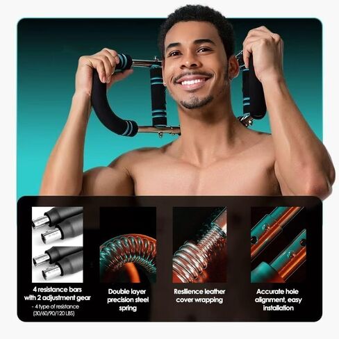 Adjustable Power Twister Arm Trainer (60–110 lbs) – Heavy-Duty Alloy Steel Chest, Arm & Shoulder Workout Bar for Men & Women, Portable Home Gym Strength Equipment with Non-Slip Grip & Storage Bag in Saudi Arabia