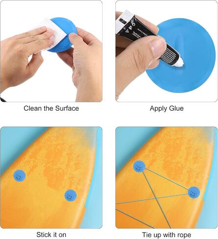PATIKIL 3.1" Paddle Board D Rings, 4 Pcs Stainless Steel D-Ring PVC Patch Pad No Glue Include for Raft Kayak Inflatable Boat Surfboard, Black in Saudi Arabia