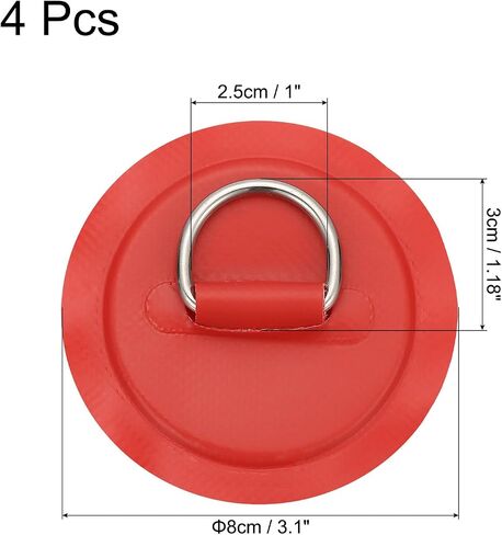 PATIKIL 3.1" Paddle Board D Rings, 4 Pcs Stainless Steel D-Ring PVC Patch Pad No Glue Include for Raft Kayak Inflatable Boat Surfboard, Black in Saudi Arabia