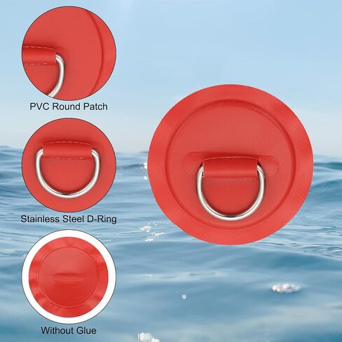 PATIKIL 3.1" Paddle Board D Rings, 4 Pcs Stainless Steel D-Ring PVC Patch Pad No Glue Include for Raft Kayak Inflatable Boat Surfboard, Black in Saudi Arabia