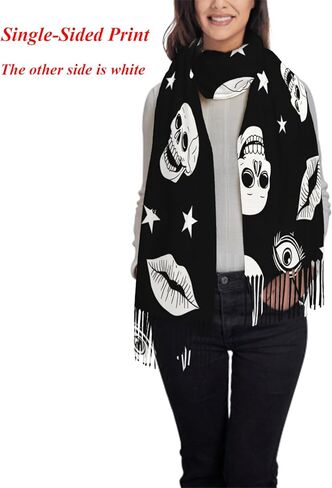 IBILIU Oversize Scarf for Women Delightful Doggies Bulldog Dog Scarf Tassel Scarves Fall Winter Shawl Wraps in Kuwait