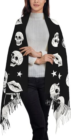 IBILIU Oversize Scarf for Women Delightful Doggies Bulldog Dog Scarf Tassel Scarves Fall Winter Shawl Wraps in Kuwait