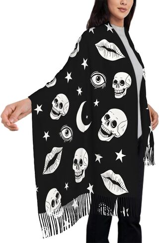 IBILIU Oversize Scarf for Women Delightful Doggies Bulldog Dog Scarf Tassel Scarves Fall Winter Shawl Wraps in Kuwait