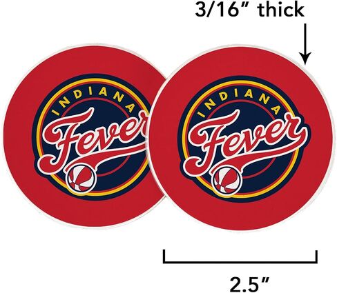 Desert Cactus Indiana Fever Car Accessories WNBA Women's Basketball League Absorbent Sandstone Cup Coasters Licensed Product Set of 2 (Design B) in Saudi Arabia