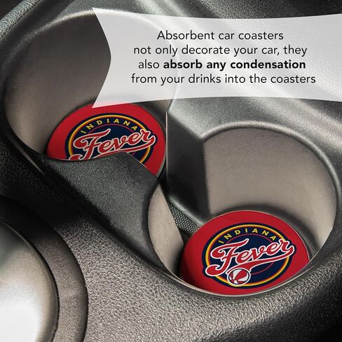 Desert Cactus Indiana Fever Car Accessories WNBA Women's Basketball League Absorbent Sandstone Cup Coasters Licensed Product Set of 2 (Design B) in Saudi Arabia