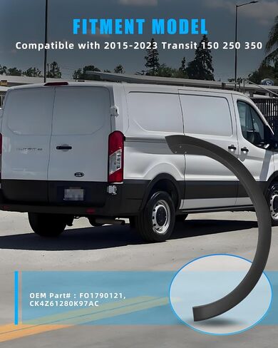Rear Left Driver Side Door Fender Flare Molding Trim, Wheel Arch Panel Cover for 2015-2023 Transit 150 250 350, [Durable & Sturdy] Wheel Fender Trim Molding Replace FO1790121, CK4Z61280K97AC in Saudi Arabia