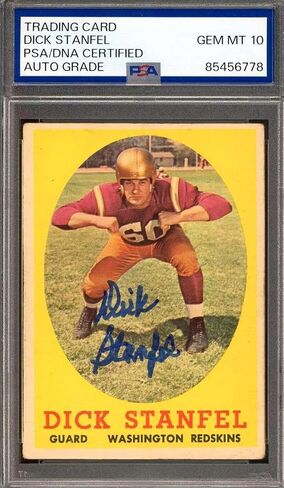Dick Stanfel Gem Mint 10 PSA DNA Signed 1958 Topps Autograph - NFL Autographed Football Cards in Saudi Arabia