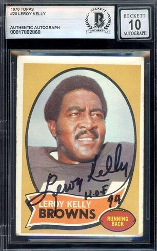 Leroy Kelly Gem Mint 10 Beckett BAS موقعة 1970 Topps Autograph - بطاقات كرة قدم موقعة من اتحاد كرة القدم الأميركي in Saudi Arabia