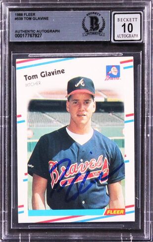 Braves Tom Glavine Signed 1988 Fleer #539 Rookie Card Auto Gem 10! BAS Slabbed - Baseball Slabbed Autographed Cards in Saudi Arabia
