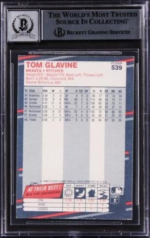 Braves Tom Glavine Signed 1988 Fleer #539 Rookie Card Auto Gem 10! BAS Slabbed - Baseball Slabbed Autographed Cards in Saudi Arabia