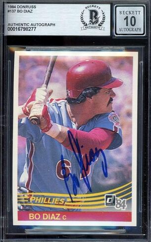Bo Diaz Gem Mint 10 Beckett BAS Signed 1984 Donruss Autograph - Baseball Slabbed Autographed Cards in Saudi Arabia