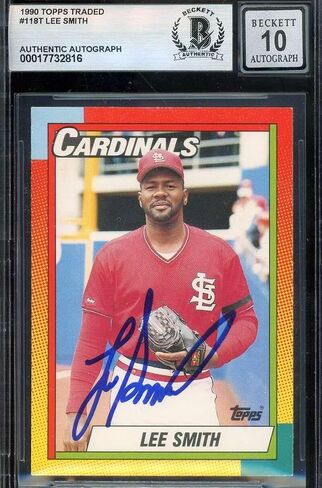 Lee Smith Gem Mint 10 Beckett BAS موقعة 1990 Topps Traded Autograph - بطاقات البيسبول الموقعة in Saudi Arabia
