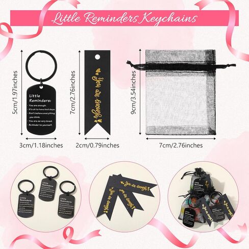 Sureio 6 Set Little Reminder Keychain Mental Health Gift You Are Enough Key Inspiration Uplifting Quotes Organza Bag and Card in Saudi Arabia