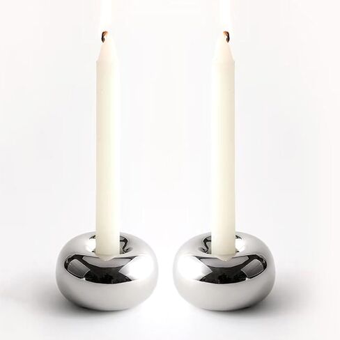 Silver Modern Doughnut Shaped Candlestick Holder, Small Decorative Taper Candle Holder for Bathtub Bedroom Livingroom in Kuwait