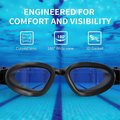 Swimming Goggles | Polarised, Anti-Fog, UV400 Protection, Anti-Leak, Includes Pro Swim Ear Plugs | Men Women Teens in Saudi Arabia