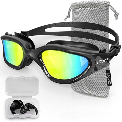 Swimming Goggles | Polarised, Anti-Fog, UV400 Protection, Anti-Leak, Includes Pro Swim Ear Plugs | Men Women Teens in Saudi Arabia