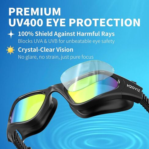 Swimming Goggles | Polarised, Anti-Fog, UV400 Protection, Anti-Leak, Includes Pro Swim Ear Plugs | Men Women Teens in Saudi Arabia