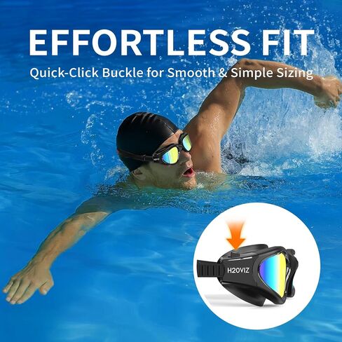 Swimming Goggles | Polarised, Anti-Fog, UV400 Protection, Anti-Leak, Includes Pro Swim Ear Plugs | Men Women Teens in Saudi Arabia