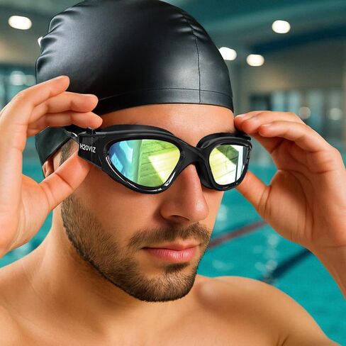 Swimming Goggles | Polarised, Anti-Fog, UV400 Protection, Anti-Leak, Includes Pro Swim Ear Plugs | Men Women Teens in Saudi Arabia