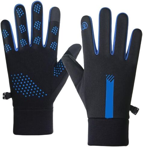 JAYIKA Men Warm Cycling Gloves Black, Waterproof Anti-Slip Warm Lining Touchscreen Gloves for Cold Weather Cycling Driving Hiking Running Ski in Saudi Arabia