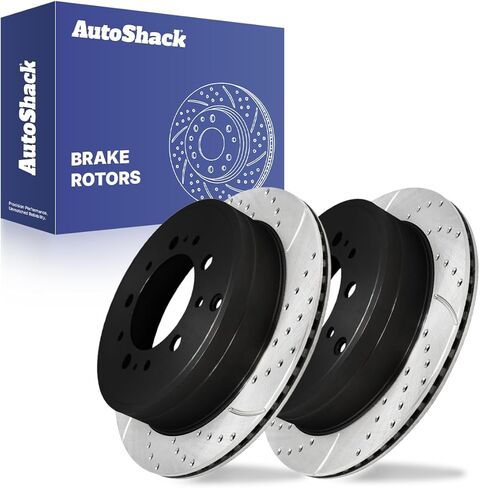 Autoshack Black Hat Black Hat Praded and Slotted Brake Brake Rotors Brake Brake Resultip For 2007-2021 Toyota Tundra 2008-2022 Sequoia 2013-2021 2013-2021 Land Cruiser 2013-2021 Lexus LX570 V8 PR41485LR in Kuwait
