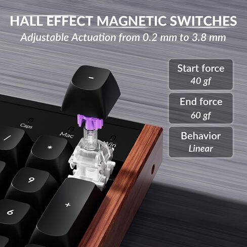 Keychron K10 HE Hall Effect Keyboard Wireless, Magnetic Switch Hot Swappable, Adjustable Actuation Rapid Trigger Mode with Aluminum + Wood Frame, Full-Size Custom RGB for Mac Windows Linux - Black in Saudi Arabia