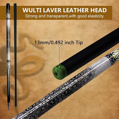 Carbon Fiber Pool Cue 58.27in with 13mm Tip Black Pool Stick 19.5oz Pool Sticks for Adults Beginners Pool Table Taco de Billar Billiards Accessories in Saudi Arabia