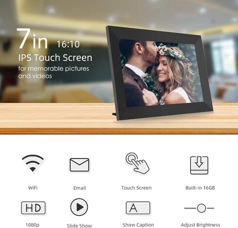 Frameo 10.1 بوصة WIFI إطار الصورة الرقمية ، 1280 × 800 HD IPS اللمس الإطار صورة الصورة الإلكترونية ، التلقائي التلقائي ، الفيديو الذكي واي فاي ، حائط قابل للتركيب ، شارك الصور/مقاطع الفيديو عبر تطبيق Frameo من أي مكان in Saudi Arabia