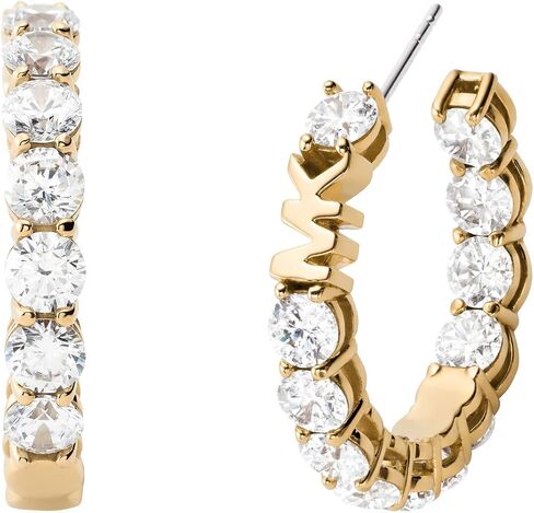 Michael Kors Women's Gold-Tone Brass Logo Hoop Earrings (Model: MKJ8172710) in Saudi Arabia