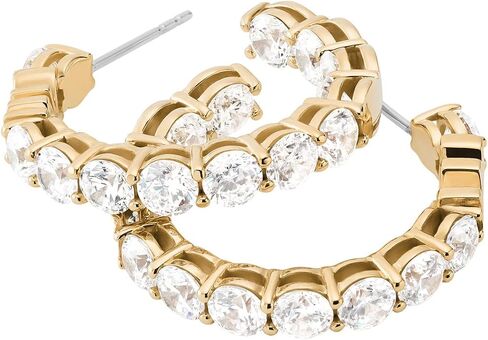 Michael Kors Women's Gold-Tone Brass Logo Hoop Earrings (Model: MKJ8172710) in Saudi Arabia