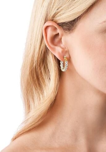 Michael Kors Women's Gold-Tone Brass Logo Hoop Earrings (Model: MKJ8172710) in Saudi Arabia