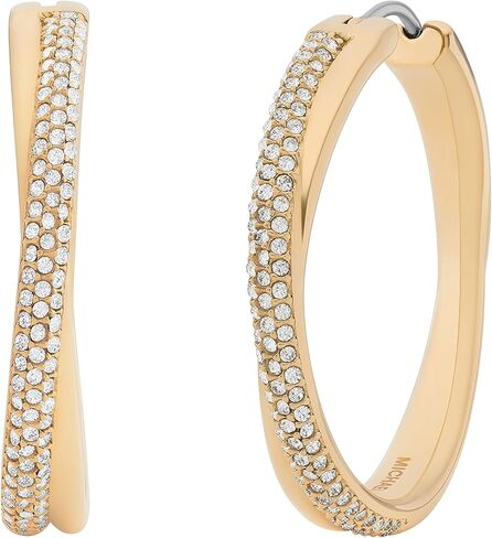Michael Kors Women's Gold-Tone Brass Logo Hoop Earrings (Model: MKJ8172710) in Saudi Arabia