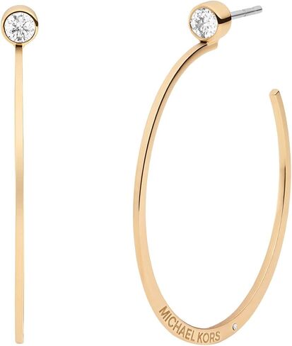 Michael Kors Women's Gold-Tone Brass Logo Hoop Earrings (Model: MKJ8172710) in Saudi Arabia