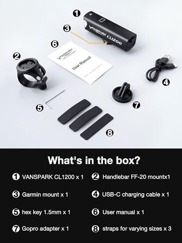 VANSPARK CL1200 Bike Lights, 1200 Lumens Cut Off Beam Bike Headlight, USB-C Rechargeable Bicycle Lights, CNC-Machined Aluminum Body Waterproof Bicycle Headlight, Kind Beam for Urban Cyclists in Saudi Arabia