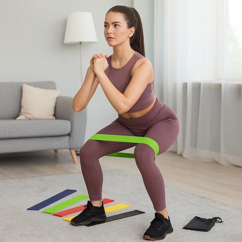 5Pcs Resistance Bands Set for Women and Men Workout Loops Fitness Bands for Home Gym Yoga Pilates Training Portable Exercise Set in Saudi Arabia
