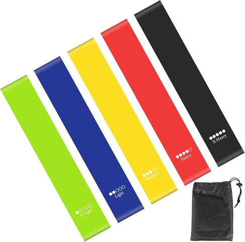 5Pcs Resistance Bands Set for Women and Men Workout Loops Fitness Bands for Home Gym Yoga Pilates Training Portable Exercise Set in Saudi Arabia