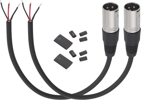 2 قطعة 1FT XLR 3 ذكر إلى سلك مكشوف كابل مفتوح النهاية، XLR 3PIN كابل صوت بديل مع أنابيب تقليص الحرارة لخلاط مضخم الصوت DJ/PA in Kuwait
