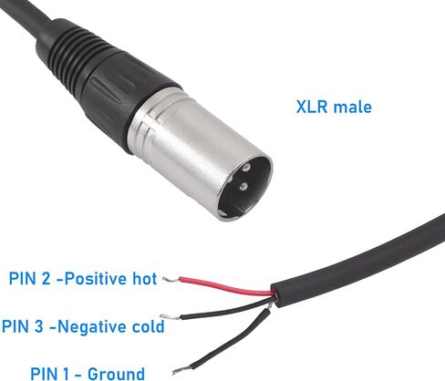 2 قطعة 1FT XLR 3 ذكر إلى سلك مكشوف كابل مفتوح النهاية، XLR 3PIN كابل صوت بديل مع أنابيب تقليص الحرارة لخلاط مضخم الصوت DJ/PA in Kuwait