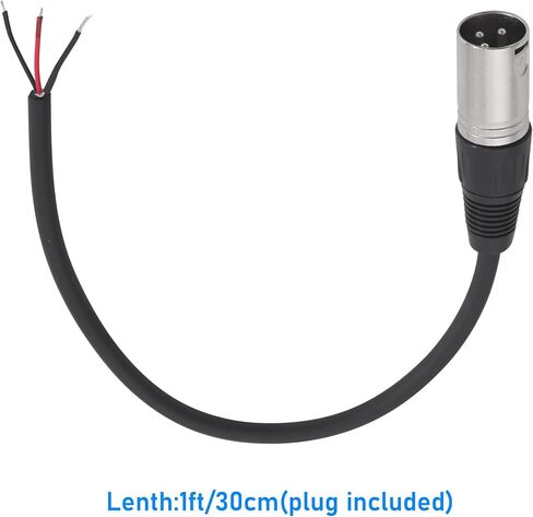 2 قطعة 1FT XLR 3 ذكر إلى سلك مكشوف كابل مفتوح النهاية، XLR 3PIN كابل صوت بديل مع أنابيب تقليص الحرارة لخلاط مضخم الصوت DJ/PA in Kuwait