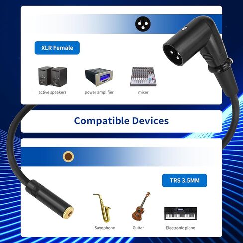 (1 حزمة) كابل صوت ذكر 1/8 بوصة إلى XLR، ستيريو متوازن 3.5 مم (1/8 بوصة) أنثى TRS مقبس صغير إلى XLR ذكر سلك محول تحويل الصوت الاحترافي - الطول: 11.8 بوصة/0.3 متر in Saudi Arabia
