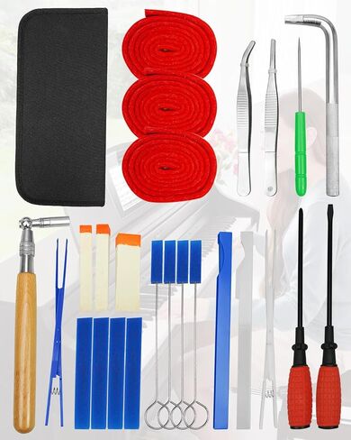 23 Pcs Professional Piano Tuning Kit, Piano Tuner Tool Set with Piano Tuning Hammer/Tuning Wrench, Wrench Fastener, Tuning Mute and Portable Case for Beginners in Saudi Arabia