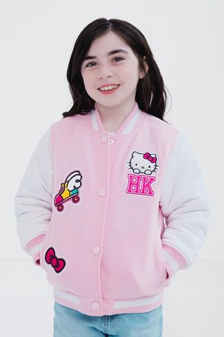 Hello Kitty Girls French Terry Varsity Bomber Jacket Little Kid to Big Kid Sizes (5-14-16) in Saudi Arabia