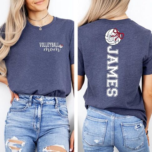 Custom Volleyball Mom Shirt, Personalized Volleyball Mama Tshirt, Customized Sport Mom Shirts for Women in Saudi Arabia